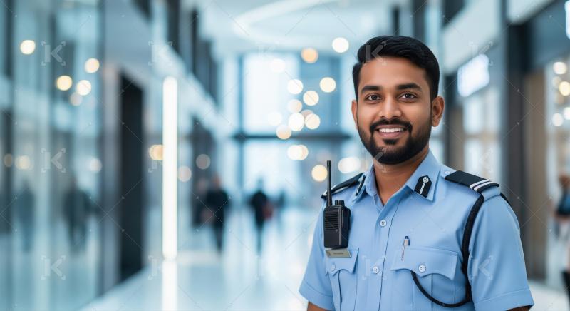 Indian male security officer standing confidently