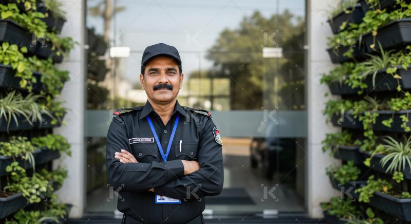 Indian male security officer standing confidently