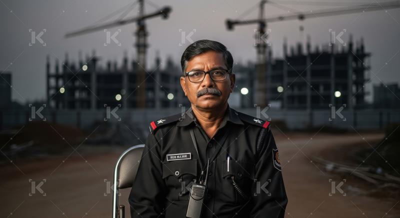 Indian male security officer standing confidently