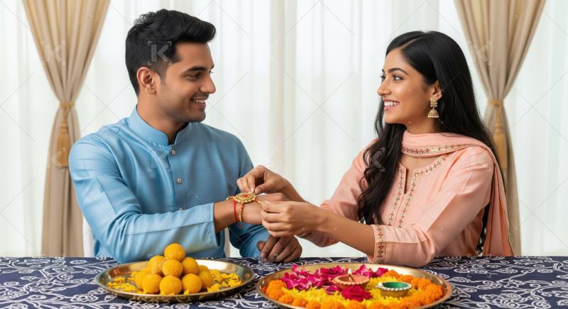 Happy Siblings Celebrating Raksha Bandhan Festival Together