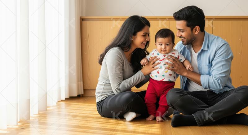 Happy Indian Family Bonding with Adorable Infant Child