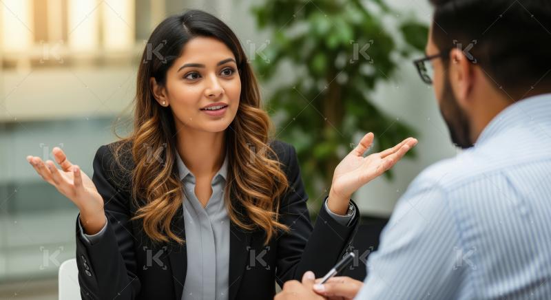 Indian Businesswoman Explaining Concepts During a Professional O