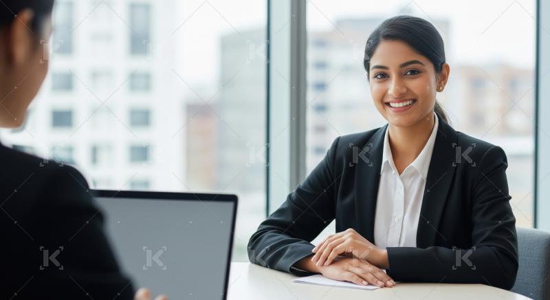 Confident Indian Businesswoman Smiling During Professional Offic