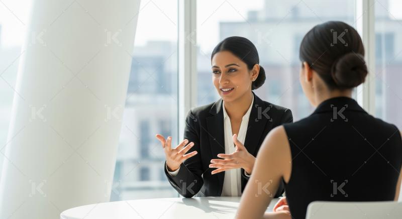 Confident Businesswoman Explaining Ideas During a Professional O