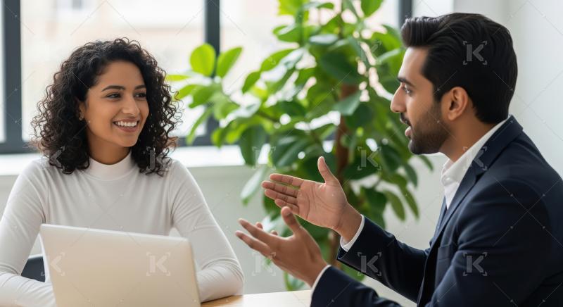Diverse Professionals Discussing Business Strategy in Modern Off