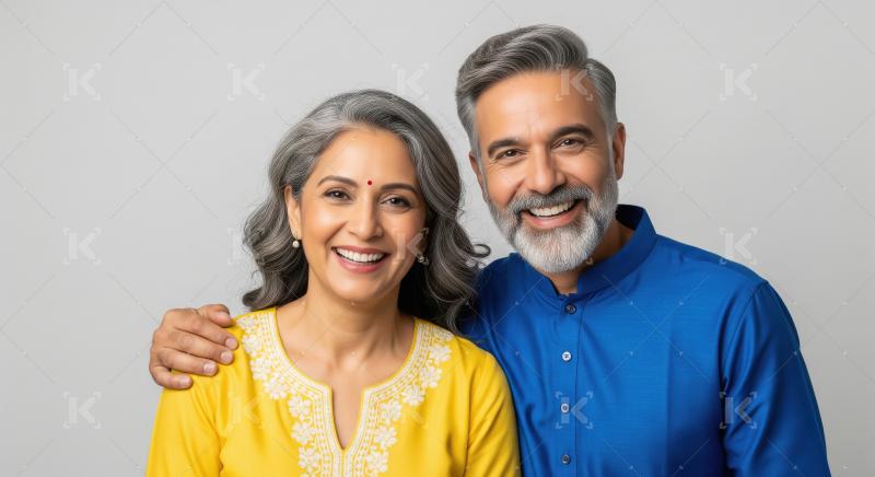 Happy Indian Couple Smiling Together in a Studio