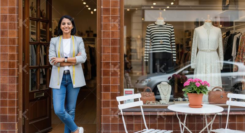 Confident Indian Woman at Her Stylish Fashion Boutique
