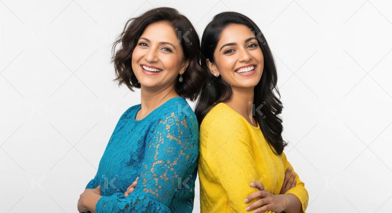 Happy Indian Mother and Daughter Smiling Brightly