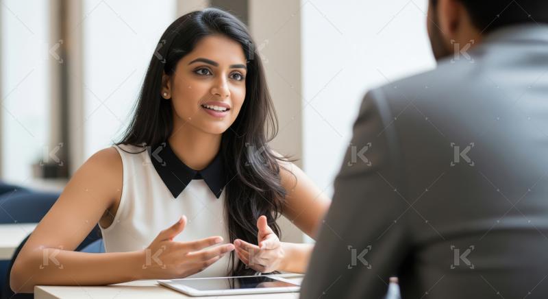 Confident Indian Professional Woman Engaged in Business Conversa