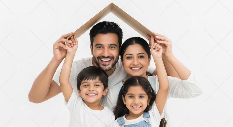 Happy Indian Family Symbolizing Home, Security, and Future