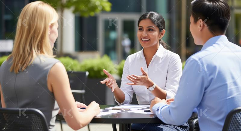 Diverse Business Professionals Meeting Outdoors, Collaborative D