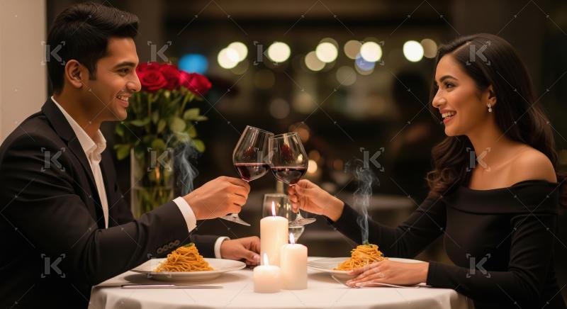 Romantic Couple Toasting Wine on a Special Date Night