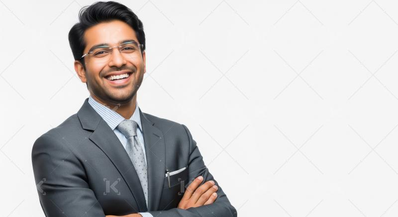 Young indian businessman smiling confidently at office
