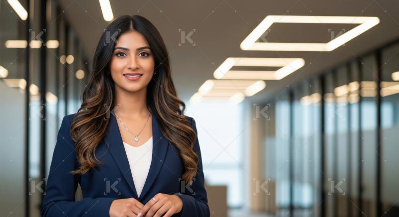 Young indian businesswoman standing confidently