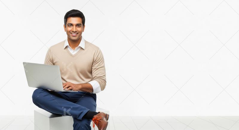 Young indian businessman smiling confidently at office