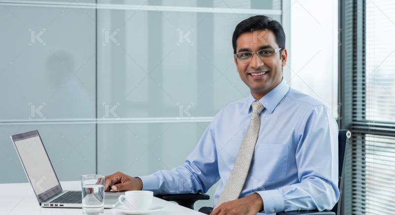 Young indian businessman smiling confidently at office