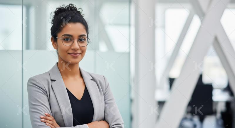 Young indian businesswoman standing confidently