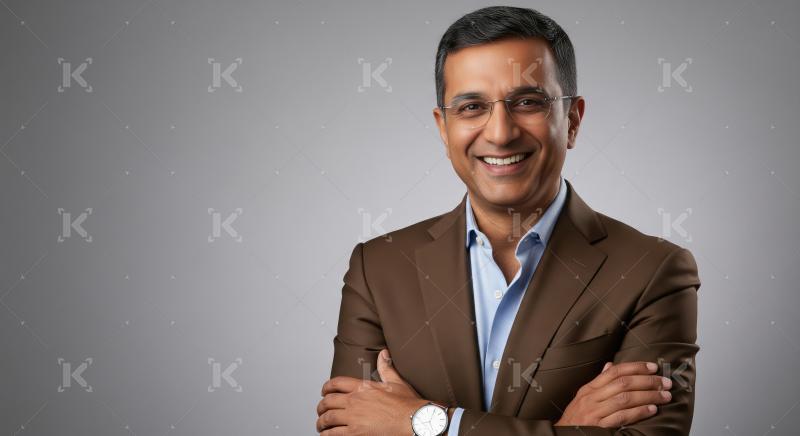 Middle age businessman standing confidently