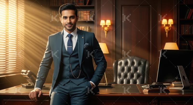 Young indian businessman smiling confidently at office