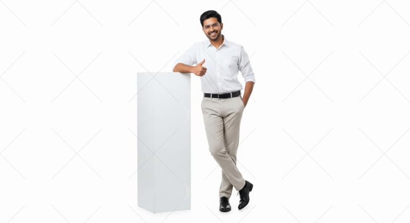 Young indian corporate man showing thumps up