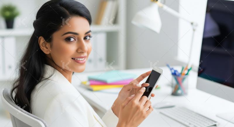 Young Indian businesswoman using smartphone