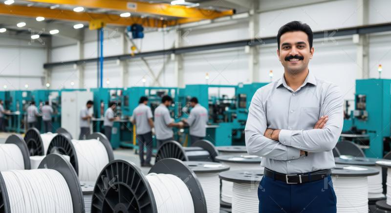Young indian male employee standing confidently