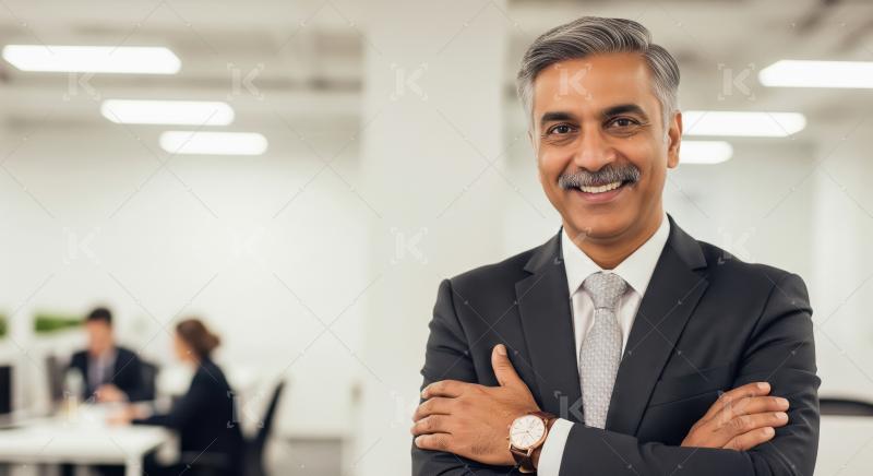 Senior indian businessman standing confidently