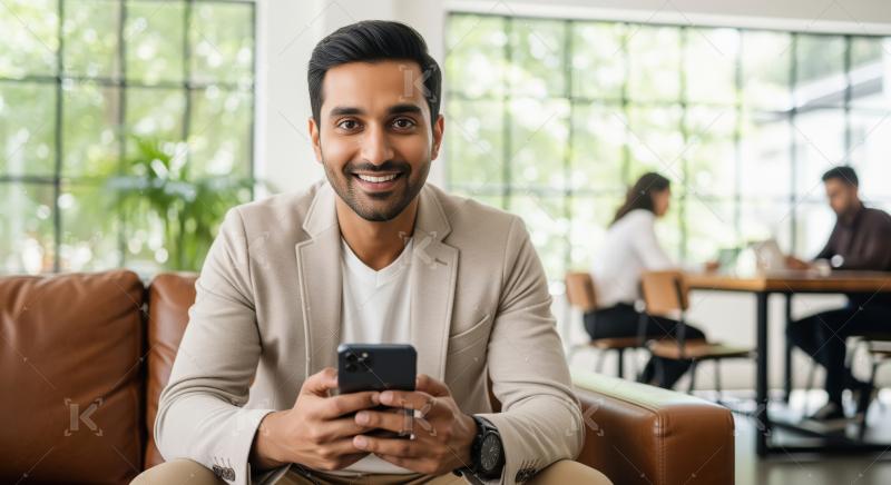 Young indian businessman smiling while confidently at office