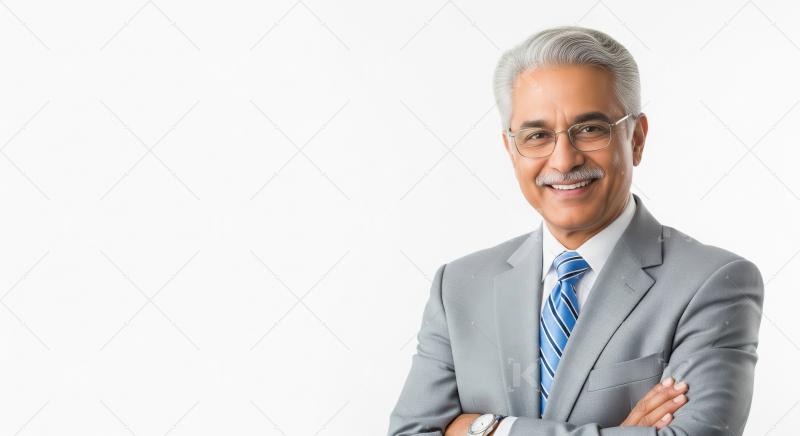 Senior indian businessman standing confidently