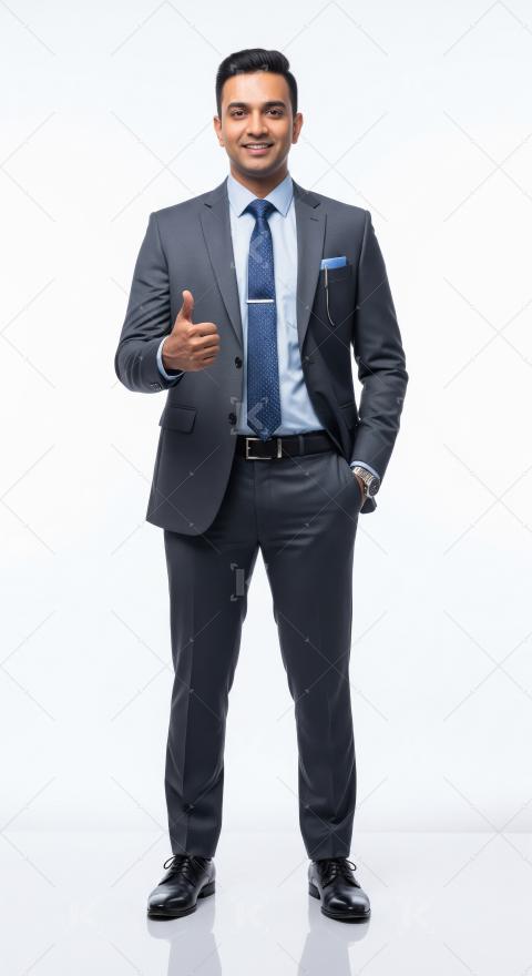 Young indian businessman showing thumps up