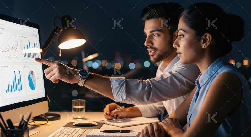 Young Indian professionals collaborating late at night in a mode