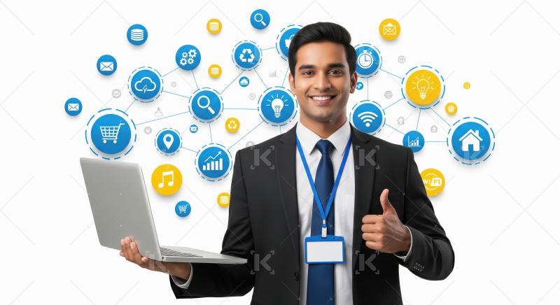 Happy indian businessman or corporate employee showing thumps up