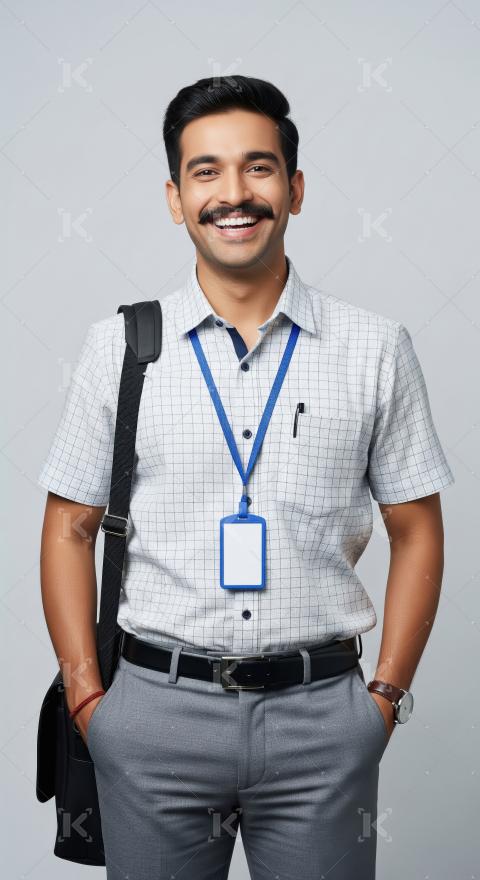Cheerful young Indian office employee with a welcoming smile, we