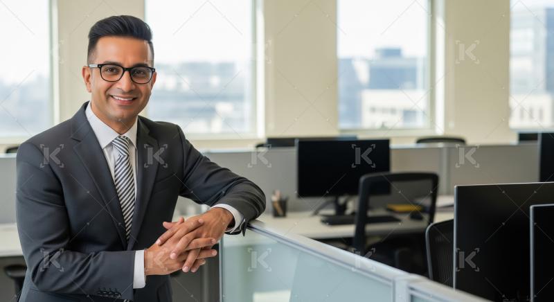 Young indian businessman smiling while confidently at office