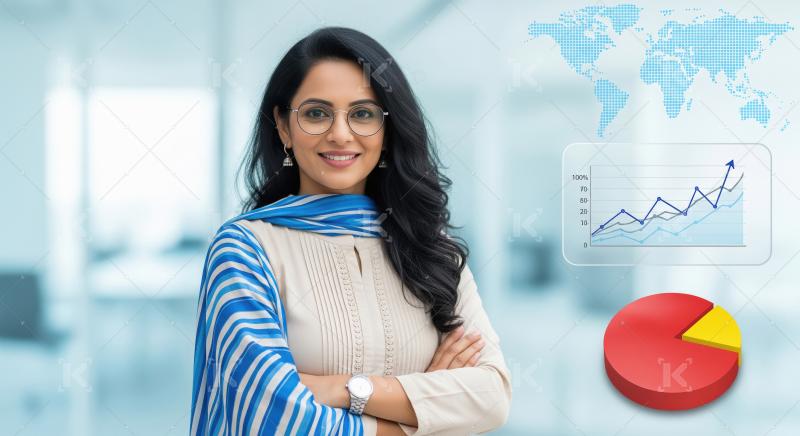 Young Indian businesswoman or corporate employee standing confid