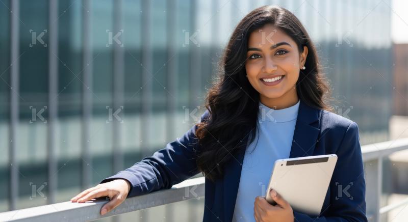 Young Indian businesswoman or corporate employee standing confid