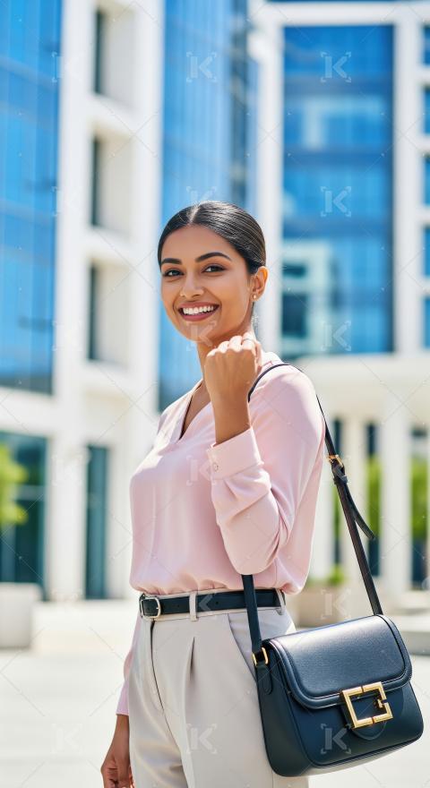 Young Indian businesswoman or corporate employee standing confid