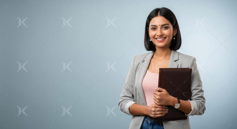 Young Indian businesswoman or corporate employee standing confid
