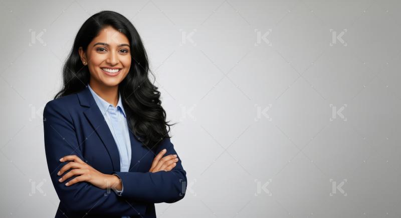Young Indian businesswoman or corporate employee standing confid