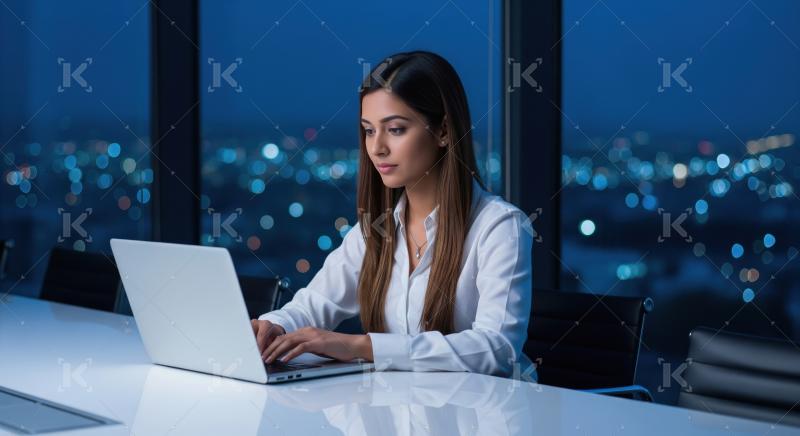 Young indian corporate woman working on laptop