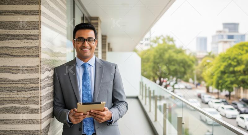 Indian businessman or corporate employee standing confidently