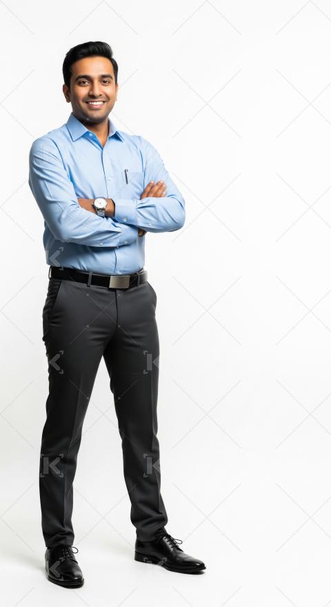 Indian businessman or corporate employee standing confidently