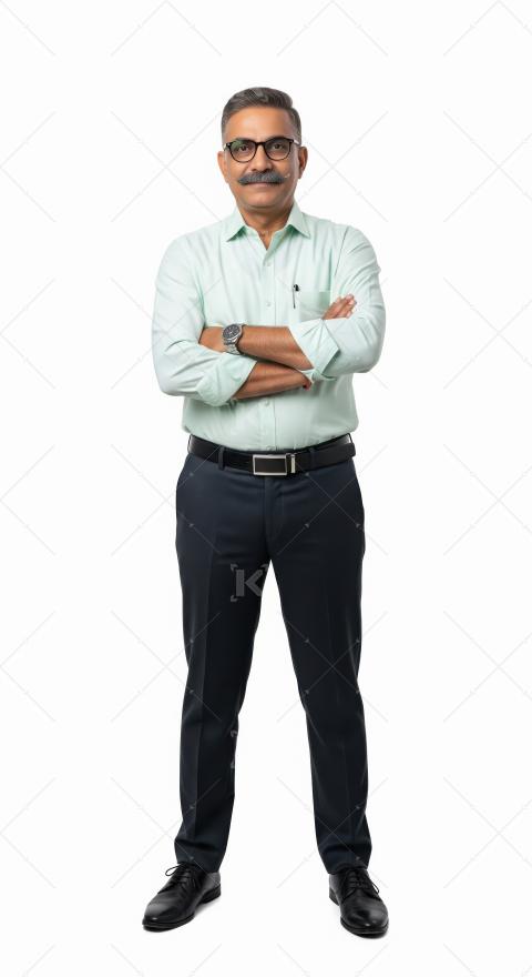 Indian businessman or corporate employee standing confidently