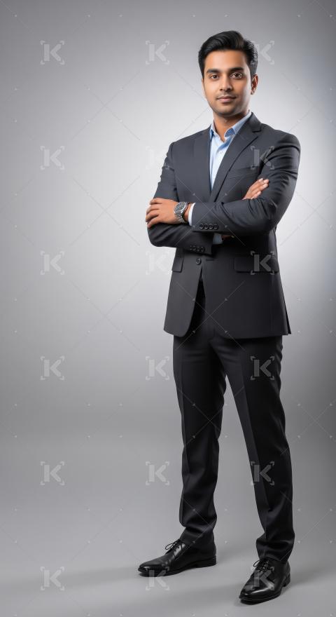 Indian businessman or corporate employee standing confidently