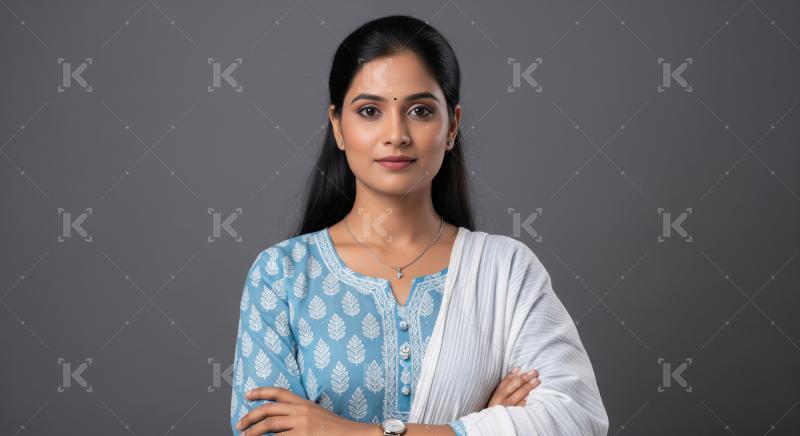 Young Indian businesswoman or corporate employee standing confid