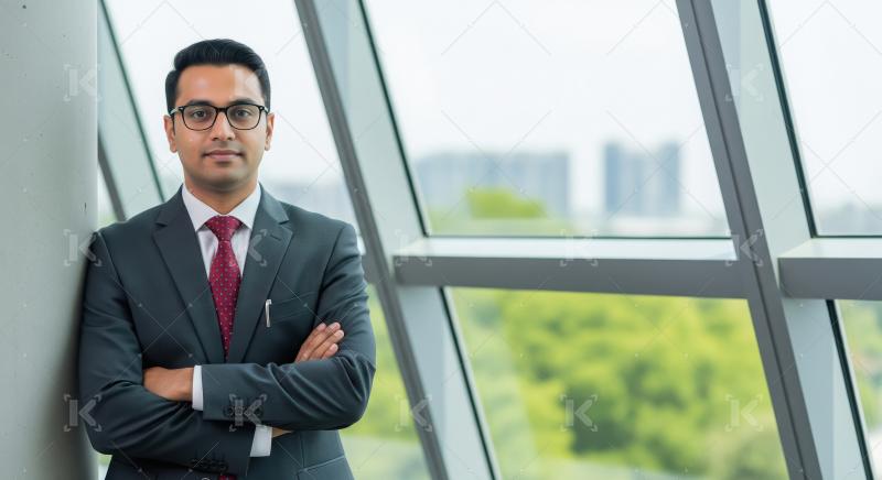 Indian businessman or corporate employee standing confidently