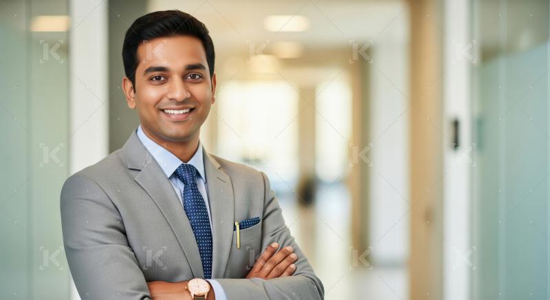 Indian businessman or corporate employee standing confidently