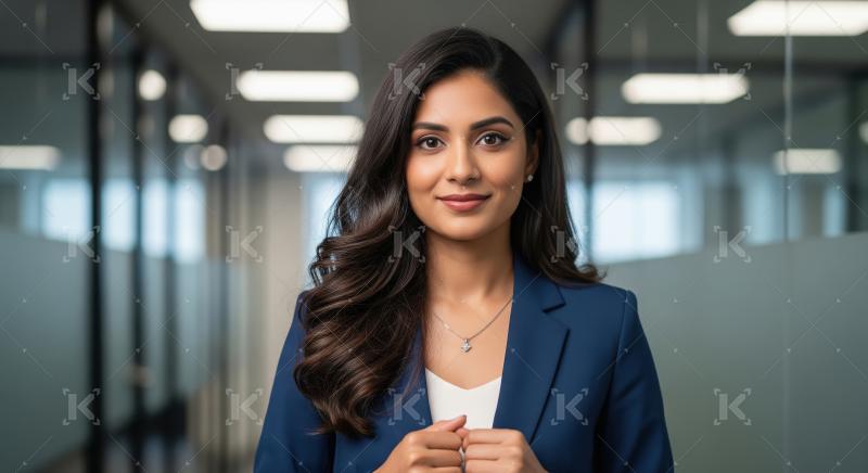 Young Indian businesswoman or corporate employee standing confid