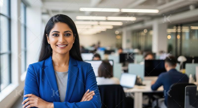 Young Indian businesswoman or corporate employee standing confid