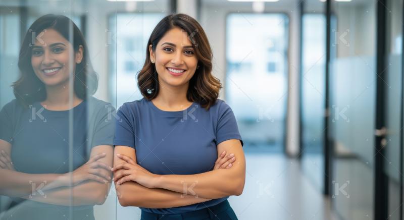 Young Indian businesswoman or corporate employee standing confid